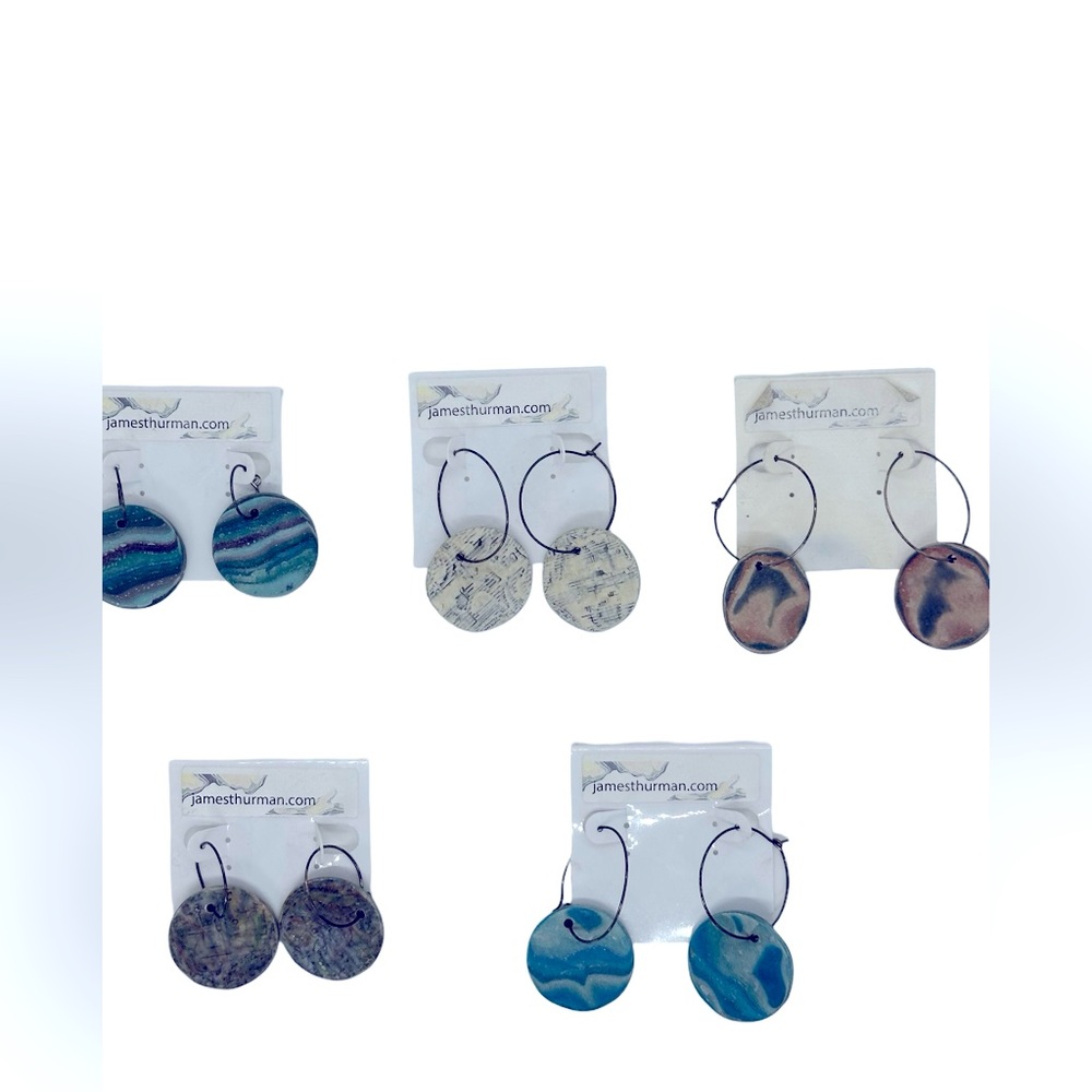 Handmade, one of a kind recycled paper hoop earrings NWT reg $59 now $36 ea